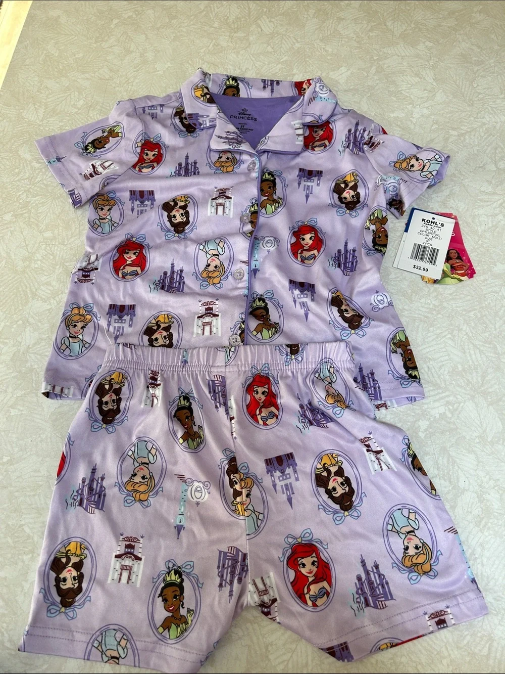 Disney Lavender Princess Short Pajama Set